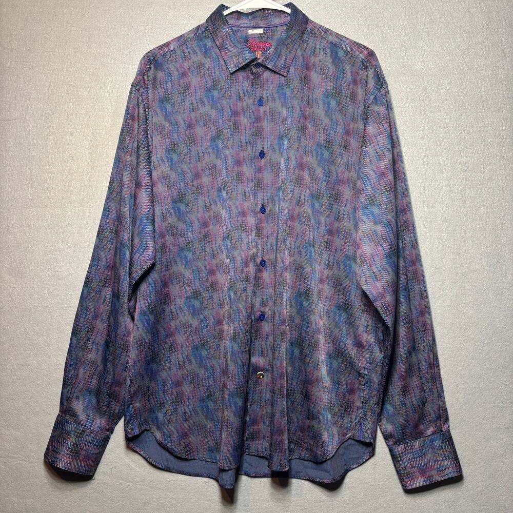 Luchiano Visconti Mens Abstract‎ Shirt XL Long Sleeve Button Retro Artsy Funky